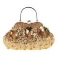Goldene Pailletten Abendtasche handgemachte Perlen Handtasche mit Metallgriff für Damen Party - Gold