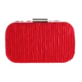 Elegante rode geplooide avondtas voor dames, stijlvolle harde clutch tas met metalen frame. - Rood