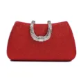 Elegante rode glitter avondtas met sprankelende strass metalen handgreep voor dames. - Rood