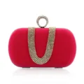 Roze fluwelen strass clutch avondtas detail, kristalring handvat, elegante mode accessoire mooi. - Rozerood