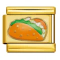 Gold stainless steel Italian charm with cute enamel taco design for DIY bracelet jewelry. - Taco Pattern (ICP-JC144-G)