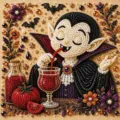 Halloween vampiro cuentas pintura diamante kit DIY arte estrías decoración de pared - LC-104 (Marco Interior 20x20x1.5 cm Bolsa OPP)