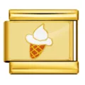 Gold Stainless Steel Italian Charm with Ice Cream Design for DIY Bracelet Accessory - Ice Cream Cone Pattern (ICP-JC076-3G)