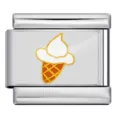Stainless Steel Italian Charm DIY Modular Link Cute Ice Cream Enamel Jewelry Accessory - Ice Cream Cone Pattern (ICP-JC076-3S)