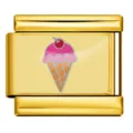 Stainless steel Italian modular charm featuring a cute ice cream cone design for DIY bracelets. - Cherry Ice Cream Pattern (ICP-JC076-6G)