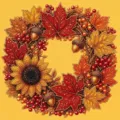 Kit de pintura de diamantes de cosecha de otoño con hermosa corona de hojas de arce. - LC-114 (Lienzo Sin Marco 25x25 cm Bolsa OPP)