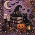 Kit de pintura de diamante Halloween bruja gato negro calabaza arte estrás 1pc - LC-116 (Lienzo Sin Marco 25x25 cm Bolsa OPP)
