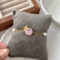 S925 Silber rosa Kristall Schmetterling Perlen Armband, eleganter modischer Damenschmuck. - Schmetterling Armband (XB208-DH) / 925er Silber / Rosa Zirkonia / Gold