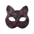 Halloween cat mask masquerade glitter half face eye mask party dress up accessories female - Red Glitter Cat Mask