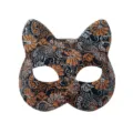 Glitter cat mask detail view, showcasing the sparkling orange and silver floral pattern. - Orange Glitter Cat Mask