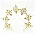 Gold tone metal Madonna halo crown gothic headband spike tiara baroque hair accessory - Sunburst Style (Material Pack)