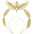 Gold angel wings halo headband pearl hair accessory for DIY party hair styling detail view - Wings Style (Material Pack)