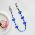 Blaue Kristall Herz Perlen Handykette Tasche Anhänger, süßes Accessoire für den Alltag. - Dunkelblau (S-Y26019E)