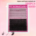 DIY segmented individual eyelash set, natural thick curly mixed length false lashes. - DIY-D-006 (216 Clusters)