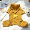 Cute striped pet dog cat hoodie jumpsuit with star toy, comfortable cotton apparel for small pets. - XS / Ginger Striped