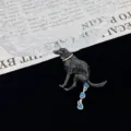 Creative funny dog brooch with blue heart rhinestones, unique lapel pin for women and apparel. - Funny Prank Dog Brooch (R766)
