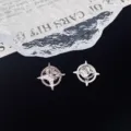 Silver six-pointed star brooch lapel pin with crystal rhinestones for men suits and shirts. - Silver Style (R747)