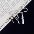Fashion hair salon brooch pins featuring cute scissors comb and hairdryer charms. - Black Hairdryer Style (R726)