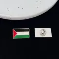 Detail shot of a metal enamel Palestine flag lapel pin badge, showing front and back design. - Palestine Flag Style (R420)