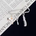 Creative hairdresser brooch with cute hairdryer scissors and comb charms for stylish gift. - White Hairdryer Style (R727)
