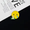 Cute cartoon metal enamel brooch, funny crying expression badge for backpack and clothes accessories. - Yellow Crying Praying Face(R900)