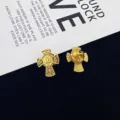 Vintage Four Saint Cross Brooch Holy Spirit Dove Relief Metal Badge Gold Pin Jewelry - Four Saints Cross Style (R33) / Gold