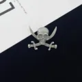 Vintage Gothic Skull and Cross Swords Brooch Retro Punk Alloy Enamel Pin Halloween Jewelry - Dual Swords Crossed Skull Style (R253)