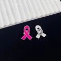 Pink glitter ribbon brooch pin alloy awareness badge for charity events and daily wear. - Pink Ribbon (R225)