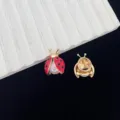 Cute ladybug brooch pin with red enamel and black spots, detailed alloy jewelry back and front. - Ladybug Style (R226)