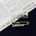 Punk style skull skeleton safety pin brooch, retro gothic dark clothing decorative accessory. - Gold Skull Pin (R201) / Gold