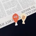 Cute cartoon fried chicken leg alloy enamel brooch, creative food lapel pin accessory detail. - Fried Chicken Leg Style (R782)