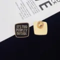 Creative fashion letter brooch alloy enamel pin minimalist badge clothing accessory cute gifts - Square Letter Style(R146) / Black