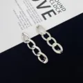 Silver metal chain link brooch geometric pin fashion jacket jewelry accessory for women - Silver