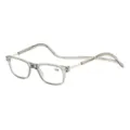 Klare graue Lesebrille mit magnetischem Halsdesign und klappbarem Rahmen für den Alltag - +1,00 Grad / Grauer Rahmen