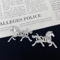 Elegant 2026 zodiac horse brooch sparkling rhinestone silver fashion clothing pin accessory - Silver