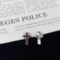 Metal cross enamel brooch pin badge apparel accessories clothing jewelry souvenir gift. - Red