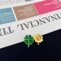 Chic four-leaf clover brooch pin, trendy green enamel gold metal design for women jewelry - R1106