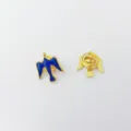 Exquisite blue and gold enamel dove lapel pin, perfect fashion accessory for clothing and gifts. - Blue (R1124)