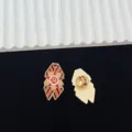 Soviet style metal pin badge with red star and yellow black stripes, vintage military brooch. - R1141