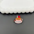 Cute cartoon coffee cup metal brooch pin for backpack clothing apparel accessories. - Pink Coffee Cup Style (R394)