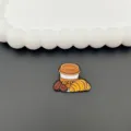 Cute cartoon coffee cup and croissant enamel pin, stylish metal brooch badge for clothing and bags. - Coffee Cup and Croissant Style (R395)
