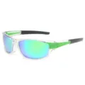 Outdoor sports cycling polarized sunglasses with clear frame and green reflective lenses for men. - Transparent Frame Green Temples