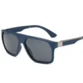 Herren Mode Sport polarisierte Sonnenbrille mit dickem blauen Rahmen und dunklen Gläsern. - Matt Solide Blau Grau Linse