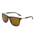 Herren polarisierte Sonnenbrille mit Schildpatt-Rahmen und Metallbügeln für Sport. - Mattes Jujuberot/Grau