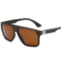 Herren Mode Flachtop Sport Sonnenbrille mit polarisierten braunen Gläsern für Outdoor Angeln - Matt Solide Braune Linse