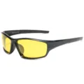 Polarisierte Radsport-Sonnenbrille mit gelben Nachtsichtgläsern und stabilem schwarzen Rahmen. - Schwarzer Rahmen Nachtsicht