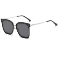 Modische Damen Herren Sonnenbrille polarisiert, stylischer quadratischer Rahmen UV400 Schutz. - Klassische Schwarz-Graue Gläser