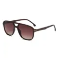 Klassische Doppelsteg Piloten Sonnenbrille für Damen und Herren, Retro quadratische Brille. - Dunkelteerahmen Tee Verlauf