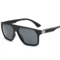 Herren Sonnenbrille polarisiert Flacher Top Stil Sport Outdoor Autofahren Schwarz - Mattschwarz/Graues Glas