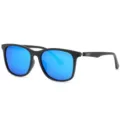 Klassische schwarze Sonnenbrille mit lebendigen blauen reflektierenden polarisierten Gläsern. - Sand-Schwarz Rahmen Eisblaue Linse